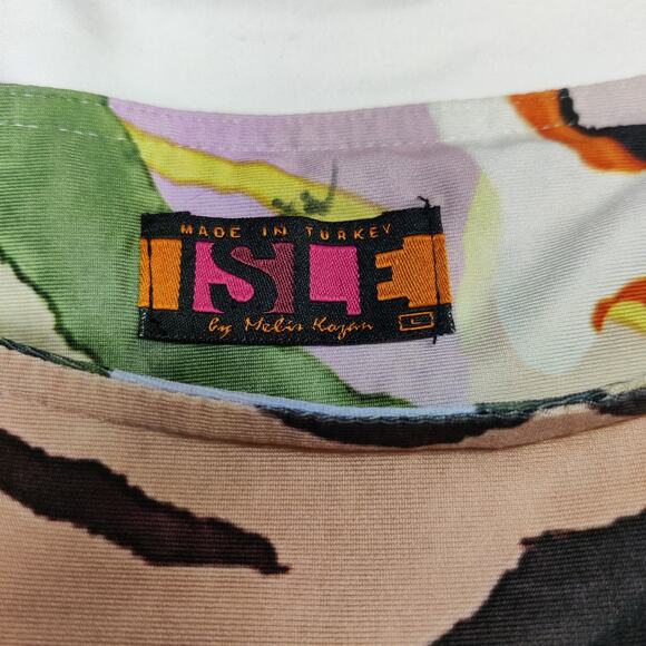 Isle by Melis Kozan Colorful Zebra Stripe 3/4 Sleeve Large Artsy Vacation Dress - Picture 7 of 12